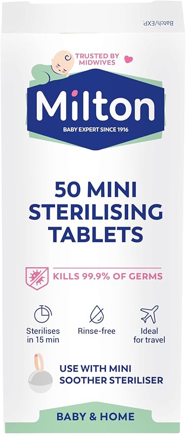 Milton Mini Sterilising Tablets - 50 Tablets, White - Adenzo Comfies