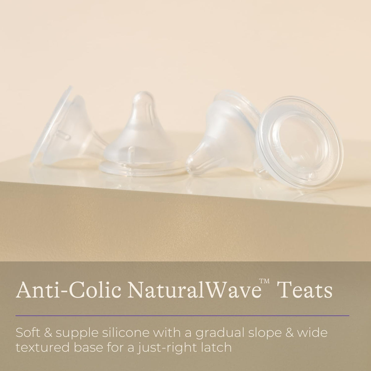 Lansinoh NaturalWave Baby Bottle Teats - Anti-Colic Air Vent - Clinically Proven to Reduce Nipple Confusion - Compatible with Lansinoh Bottles (Extra Slow Flow, 2 Pack) - Adenzo Comfies