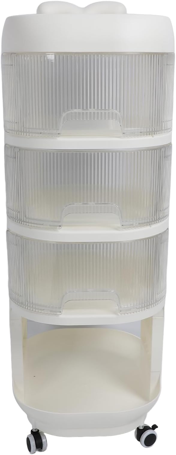 4 Tier Storage Rack on Wheels, Drawer Storage Cart with Transparent Drawers, Multi-purpose Rolling Storage Rack, Compact Structure, Ideal for Baby Supplies