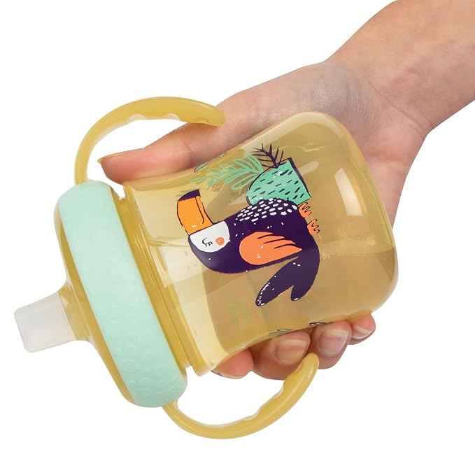 The First Years Soft Spout Trainer Toddler Cups - Leopard and Toucan -Jungle Themed Trainer Sippy Cups for Toddlers - 2 Count - Adenzo Comfies