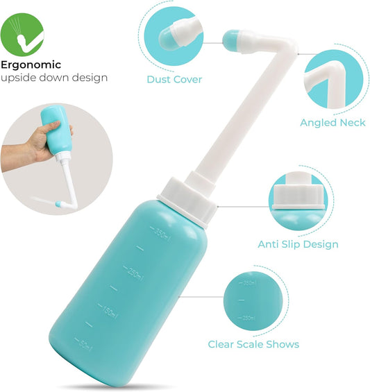 The MOON Brand Perineal Wash Bottle for Postpartum Care – Portable Bidet with Upside - Down Retractable Nozzle for Easy Storage, Leak - Free Gentle Flow – BPA - Free, 350ml, Hygienic & Maternity Essential - Adenzo Comfies