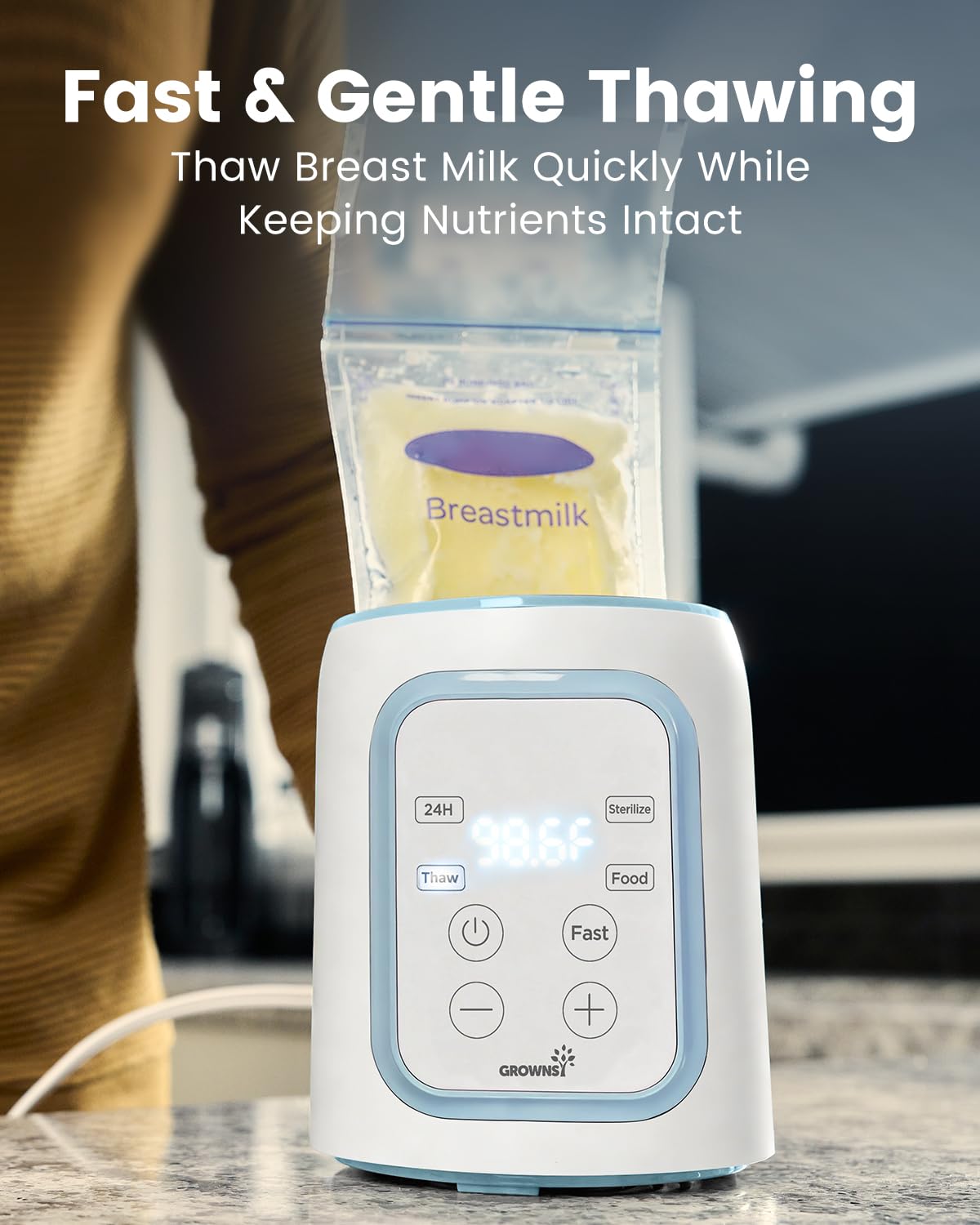 Grownsy Bottle Warmer, 8-in-1 Fast Baby Milk Warmer with Timer for Breastmilk or Formula, Accurate Temperature Control, Multifunctional Baby Bottle Warmers for All Bottles