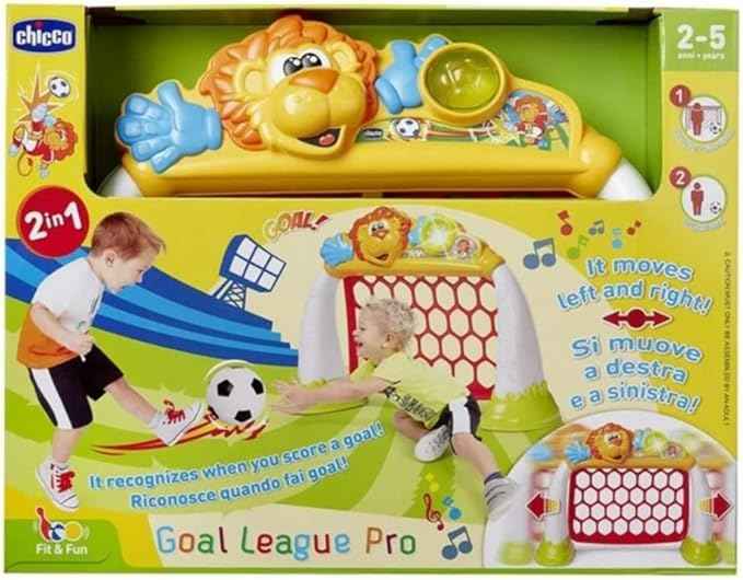 Chicco Goal League Pro Kids Football Goal, Electronic and Interactive Game, Scoreboard with Light and Sound, 3 Game Modes, Soft Plastic Children's Football Included – Toy for Children from 2 to 5 - Adenzo Comfies