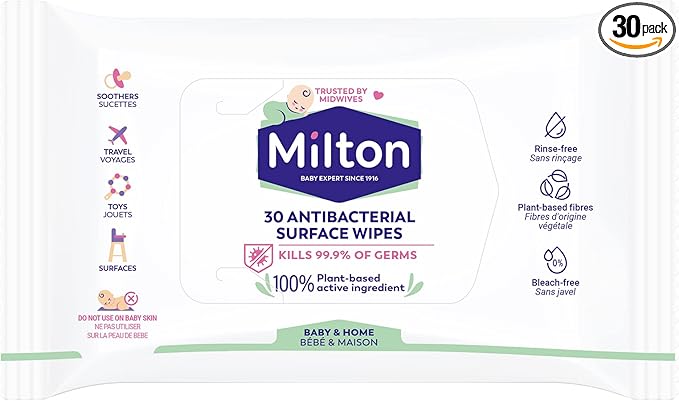 Milton Antibacterial Surface Wipes 30 Wipes - Adenzo Comfies