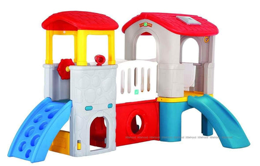 Kids Indoor & Outdoor Play Center | Durable Playhouse with Slide & Activity Zone (300×178×170 cm) - Adenzo Comfies