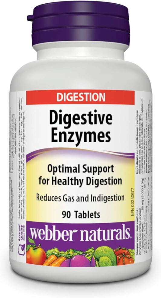 Webber Naturals Digestive Enzymes for Proteins and Carbohydrates, 90 Tablets.