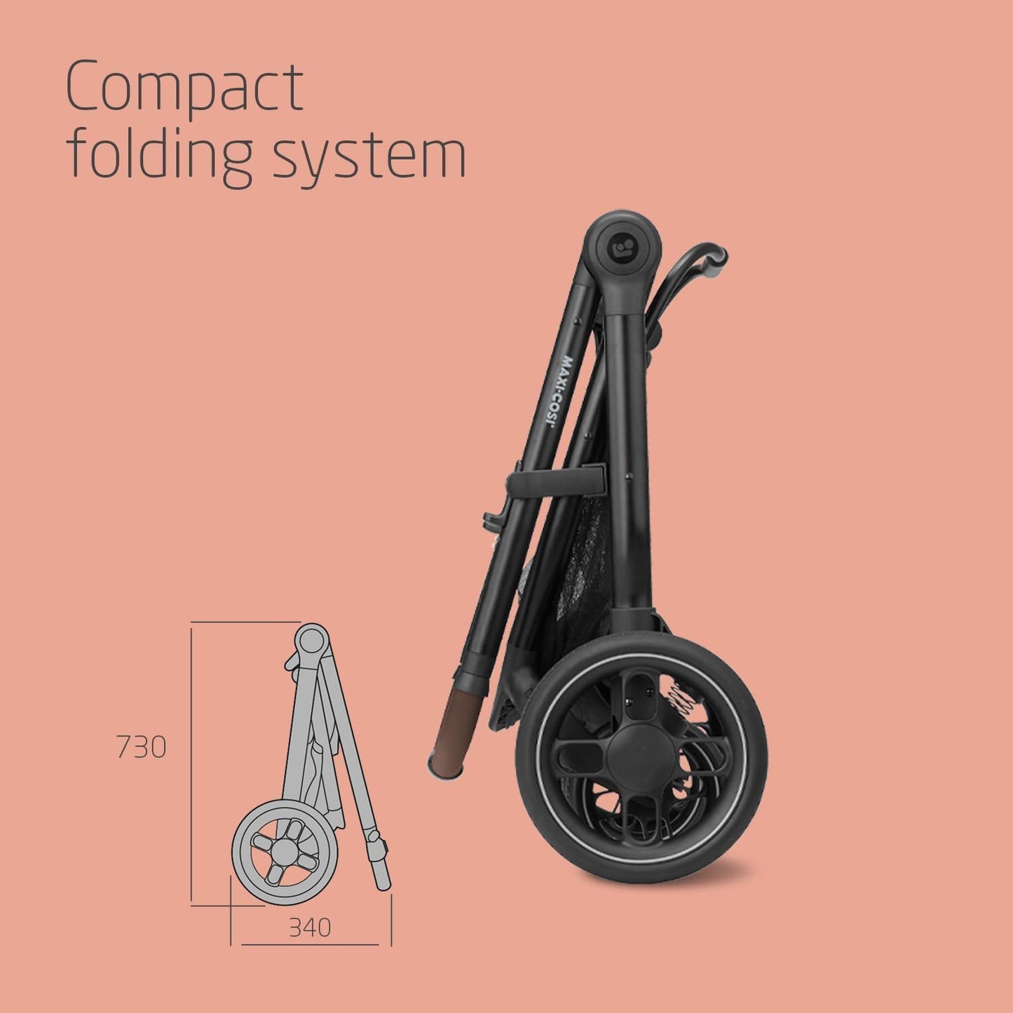 Maxi-Cosi Zelia S Trio 3-in-1 Prams Travel System, 0 - 4 Years, Up to 22 kg, Foldable, Compact and Reclining Baby Pushchair, with CabrioFix S i-Size Baby Car Seat, Accessories, Nursery Bag, Grey