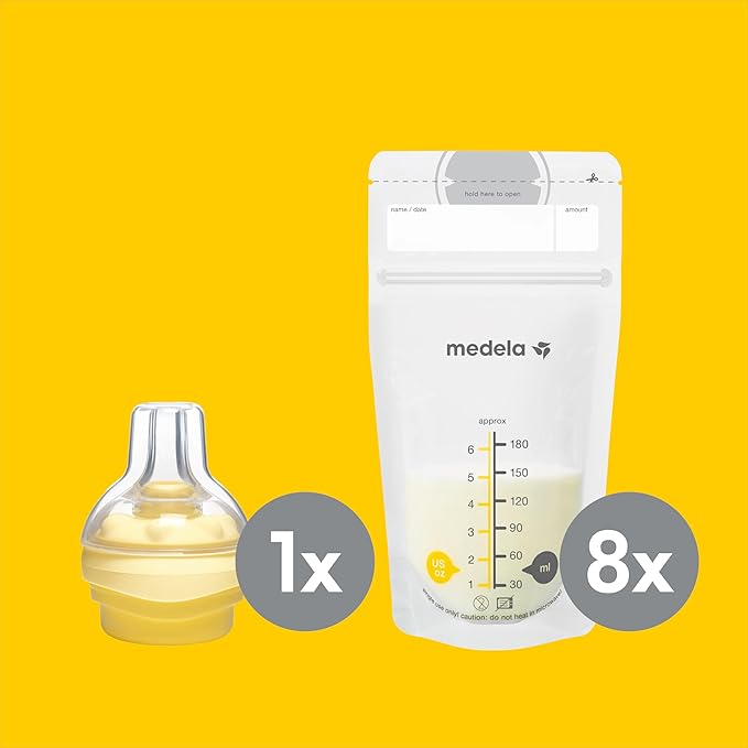 Medela Store and Feed Set - Breast Milk Storage Bottles, Calma Teat, Breast Milk Storage Bags - BPA - Free - Adenzo Comfies