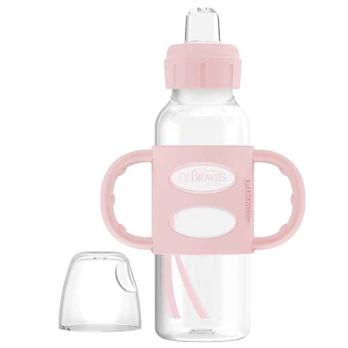 Dr. Brown's Milestones Narrow Sippy Spout Bottle with Handles, Pink, 1-Pack. - Adenzo Comfies