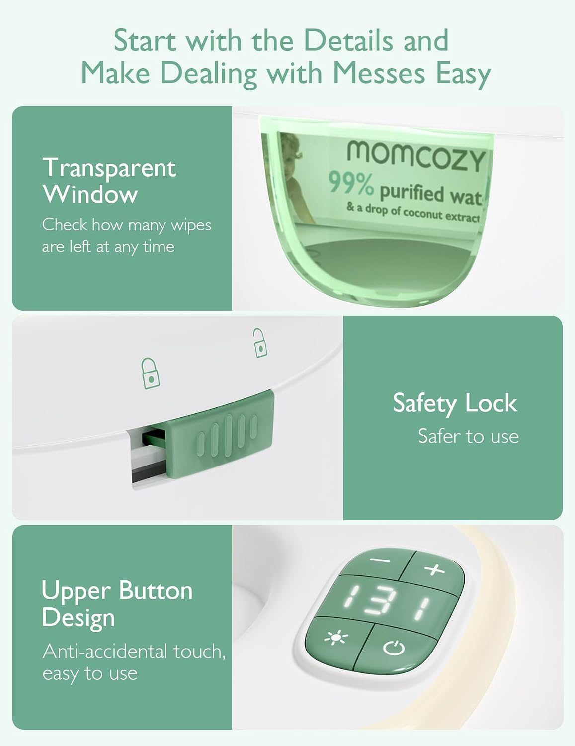 Momcozy Baby Wipe Warmer, Innovative Spring Design,Large Capacity Dispenser | Wipe Warmer with Night Light, Fast and Even Heating.