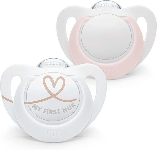 NUK Star Newborn Baby Dummy | 0 - 2 Months | BPA - Free Silicone Soothers | Blue | 2 Count - Adenzo Comfies