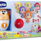 Chicco Monkey Strike Kids Bowling Pin Set - Skittles Game for Kids with 6 Separable Pins, Stackable in 12 Pieces, Light Ball Included - Bowling Skittles Toys, Gifts for Children 18 Months to 8 Years