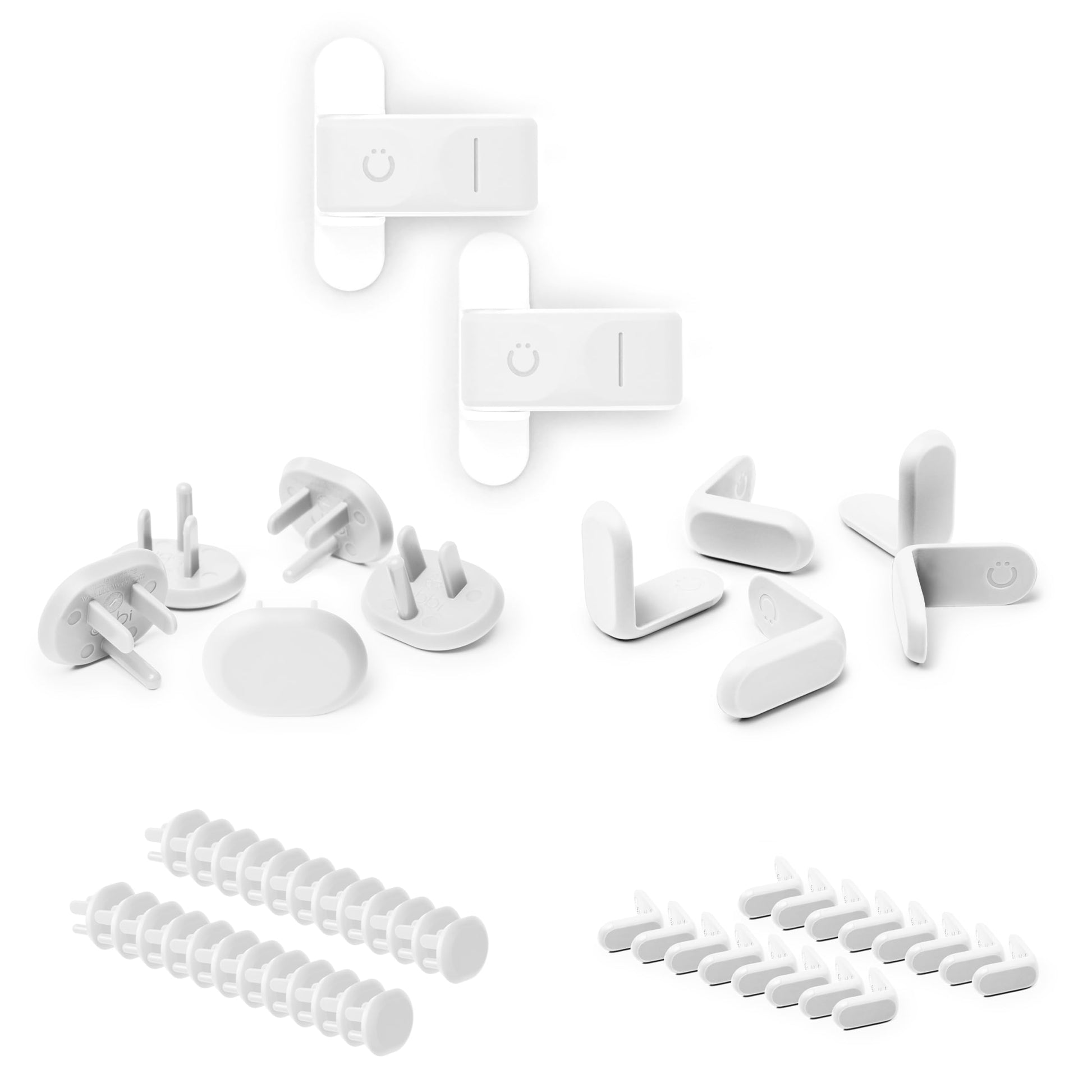 Ubbi Baby Safety Bundle, White | Safeguarding & Baby Proofing Set, Includes 36 Outlet Covers, 16 Table Corner Protectors & 2 Pinch Guards, Child Safety Kit. - Adenzo Comfies