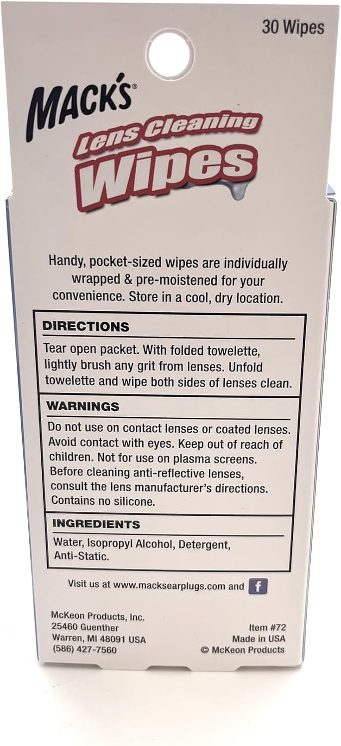 Mack's Lens Cleaning Wipes - 30 Count