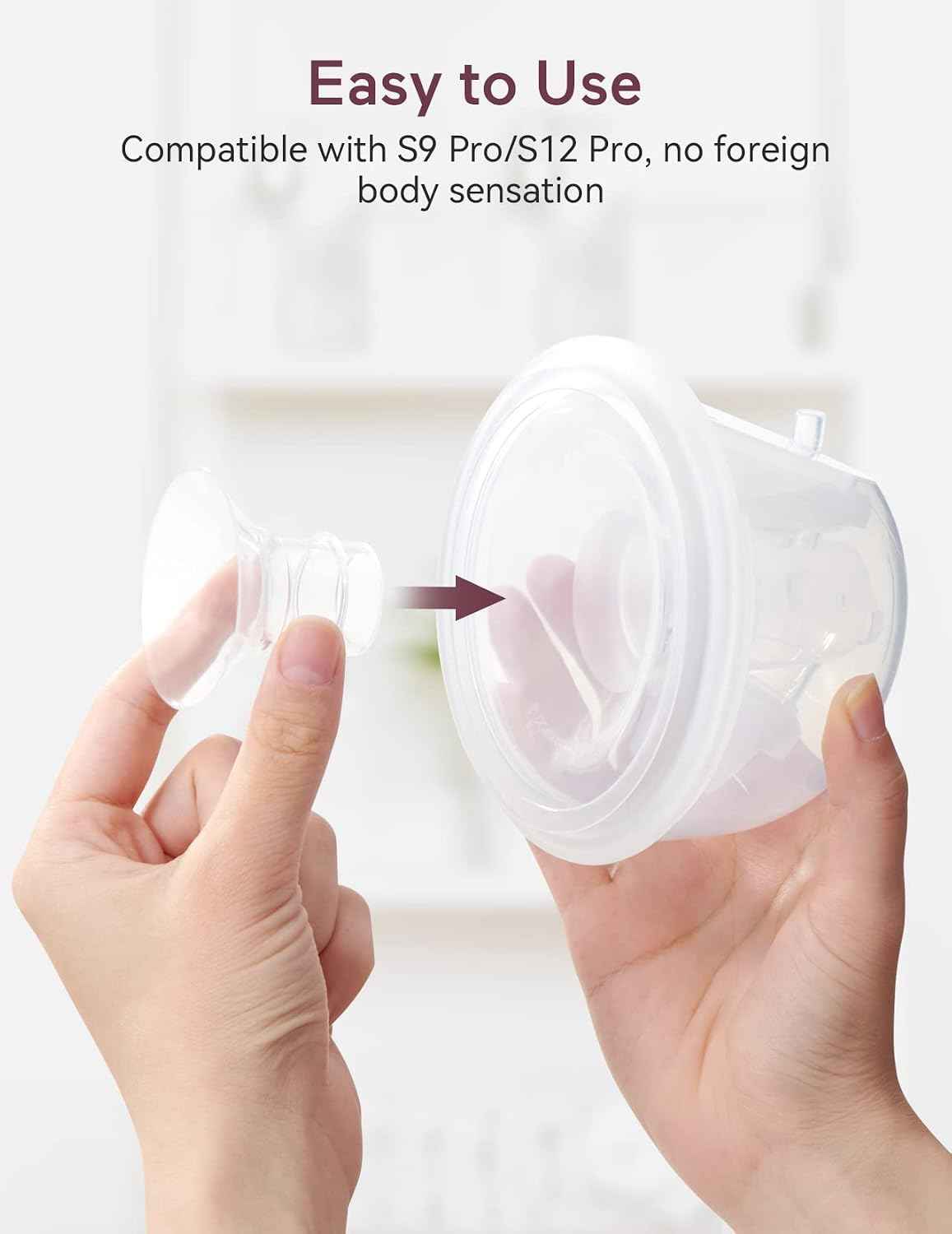 Momcozy Flange Insert 19 mm Compatible with Momcozy S9 Pro/S12 Pro. Original S9 Pro/S12 Pro Breast Pump Replacement Accessories, 1 Piece (19 mm)