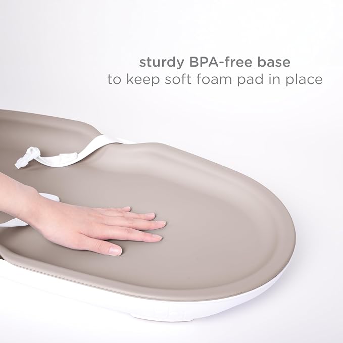 Ubbi Baby Foam Changing Pad, Easy to Clean with Detachable Base, Taupe | Wipeable Waterproof Foam Pad, Safety Strap & Non-Skid Feet, Easy to Clean. - Adenzo Comfies