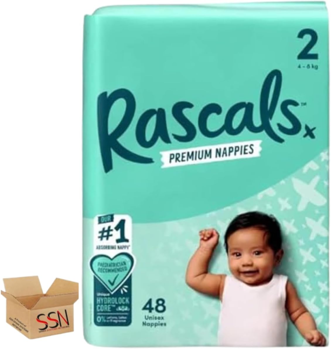 Rascals Premium Baby Diapers - Comfortable & Leak-Proof Newborn Diaper for Babies Size 2 48pck. - Adenzo Comfies