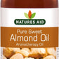 Natures Aid Sweet Almond Oil 150ml – 100% Pure Massage Aromatherapy Oil for Dry Sensitive or Irritated Skin – Vegan, Non-GMO, Gluten-Free – Hydrates, Soothes, Nourishes – Natural Skincare – Pack of 1