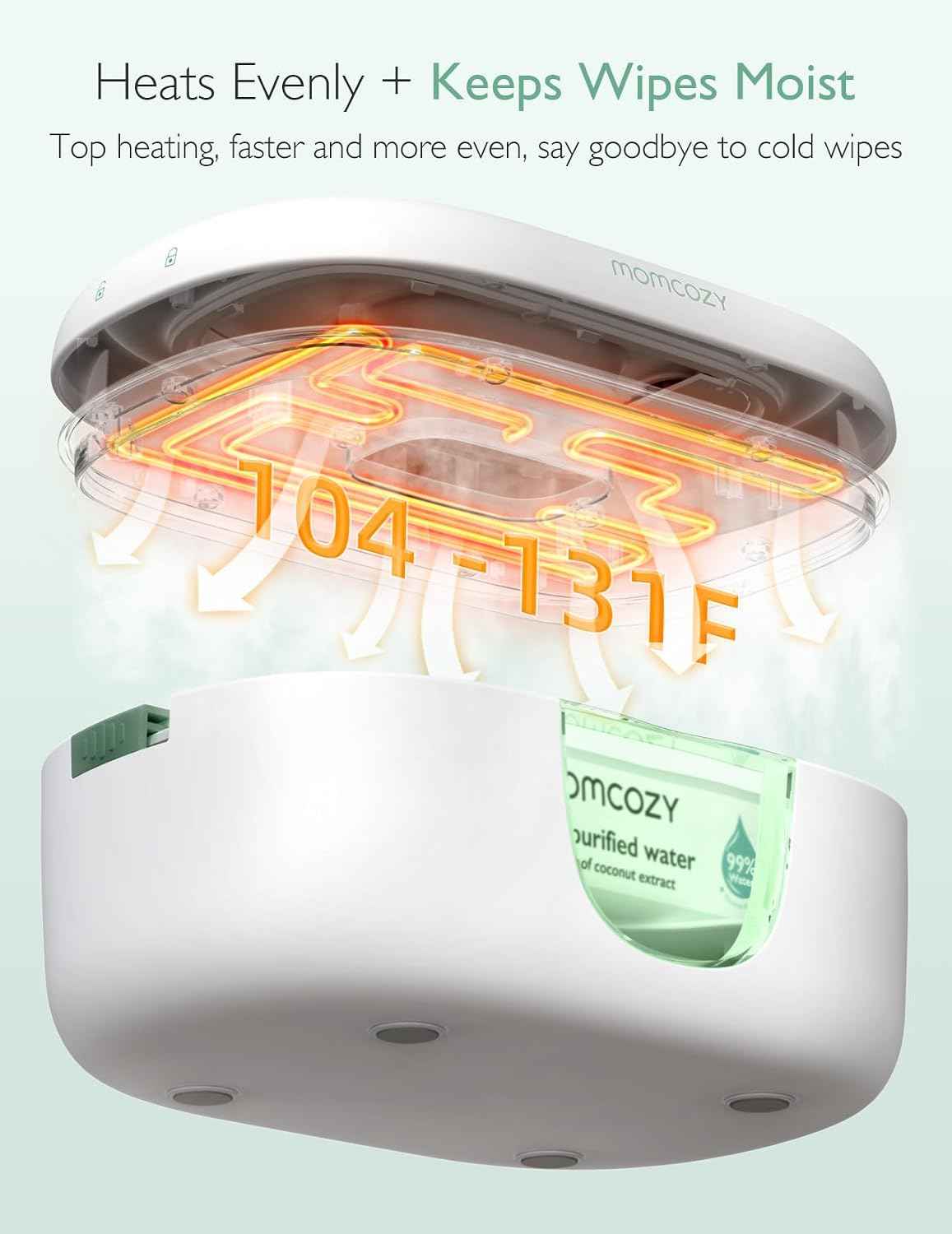 Momcozy Baby Wipe Warmer, Innovative Spring Design,Large Capacity Dispenser | Wipe Warmer with Night Light, Fast and Even Heating.