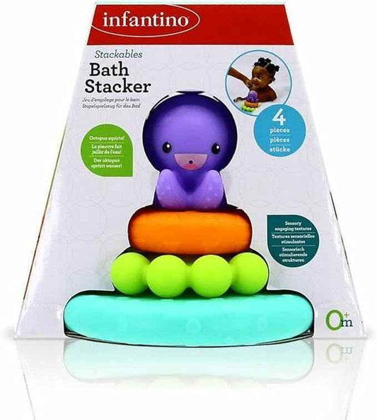 Infantino Octopus Bath Pyramid – Baby Bath Toy, Stackable Cups, Ages 6m+