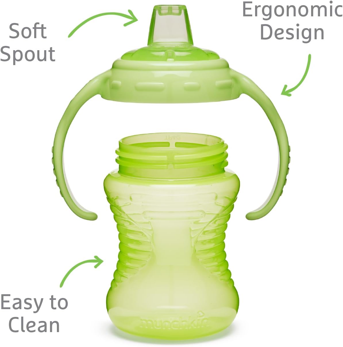 Munchkin Mighty Grip Trainer Cups | Trainer Toddler & Baby Bottle | BPA Free | Non Spill |Leakproof | Baby Weaning Cup from 6+ Months | Toddler Bottle 8oz/236ml| - Adenzo Comfies