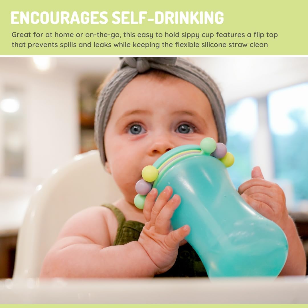 Melii Abacus Straw Sippy Cup, 340 ml, 12+ Months, Spill - Resistant Training Cup, Fun Bead Design, BPA - Free & Dishwasher Safe - Adenzo Comfies