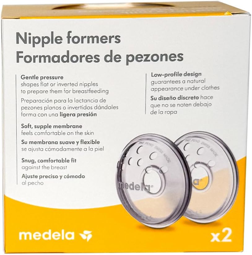 Medela Nipple Formers - Shape Inverted or Flat Nipples to Prepare for Breastfeeding, BPA Free, one Size fits All, Pack of 2.