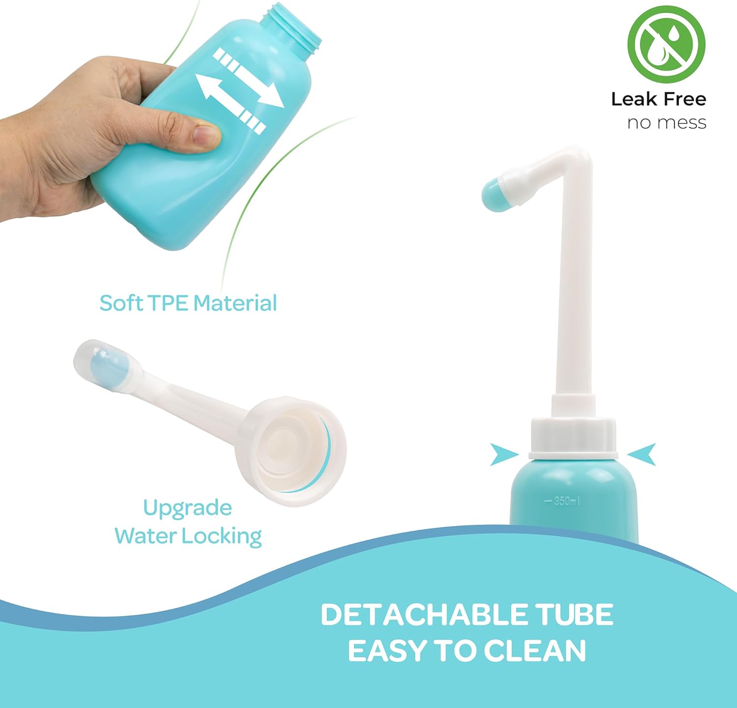 The MOON Brand Perineal Wash Bottle for Postpartum Care – Portable Bidet with Upside - Down Retractable Nozzle for Easy Storage, Leak - Free Gentle Flow – BPA - Free, 350ml, Hygienic & Maternity Essential - Adenzo Comfies