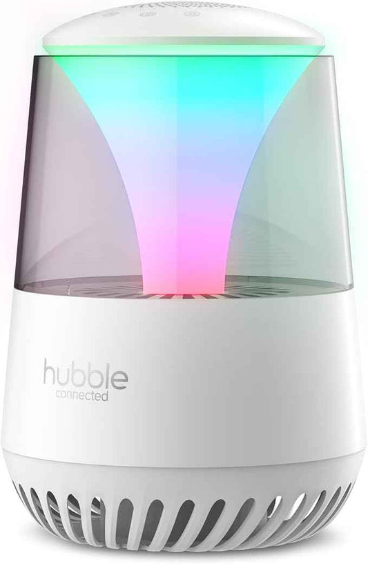Hubble Pure 3-in-1 Air Purifier – True HEPA Filter, Bluetooth Speaker, 7-Color Night Light, Removes 99.97% of Allergens, Ultra-Quiet, Smart Control via HubbleClub App. - Adenzo Comfies