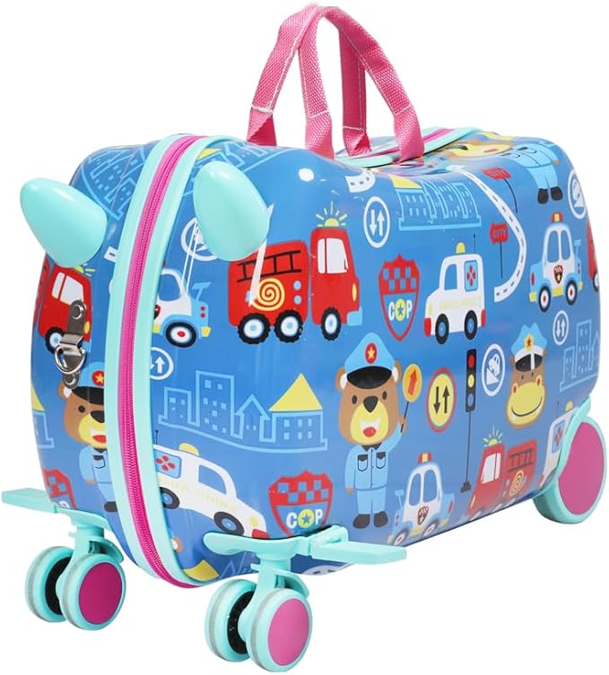 Kids Trolley Case, Ride - On Suitcase 2 in 1 Kid Luggage Organizer Waterproof Carry On Travel Bag Children's Motorcycle Trunk Storage Box - Adenzo Comfies