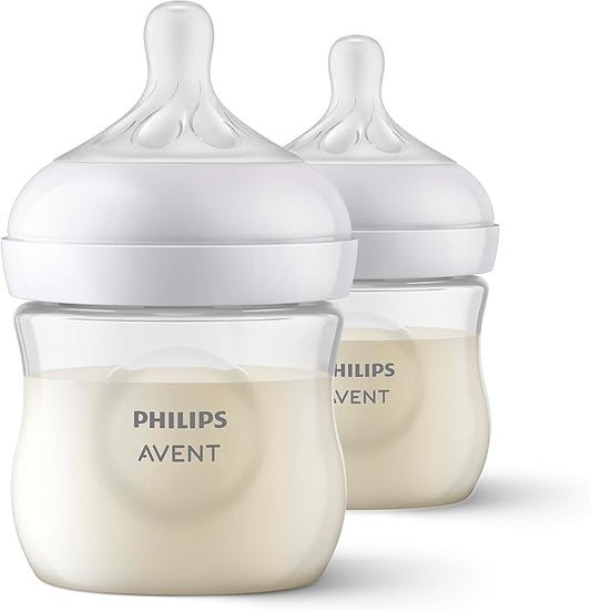 Philips Avent Natural Response Plastic Baby Bottle - 125Ml Pack of 2 |Baby Milk Bottle |Bpa Free for Babies with 0M+ Teat (SCY906/02) - Adenzo Comfies