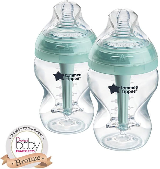 Tommee Tippee Baby Bottles Natural Start & Advanced Anti‑Colic, 2 pack 260ml (Slow Flow)