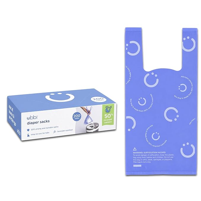 Ubbi Disposable Diaper Sacks, Lavender Scented & On The Go Waste Disposal Bags Refills Value Pack, Lavender Scented.