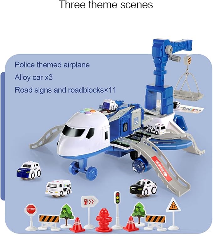 LICHENGTAI Transport Cargo Airplane Car Toy, Carrier Truck Set for Ages 3 and Up, Kids DIY Preschool Gift, Includes 4 Cars, 1 Airplane - Adenzo Comfies