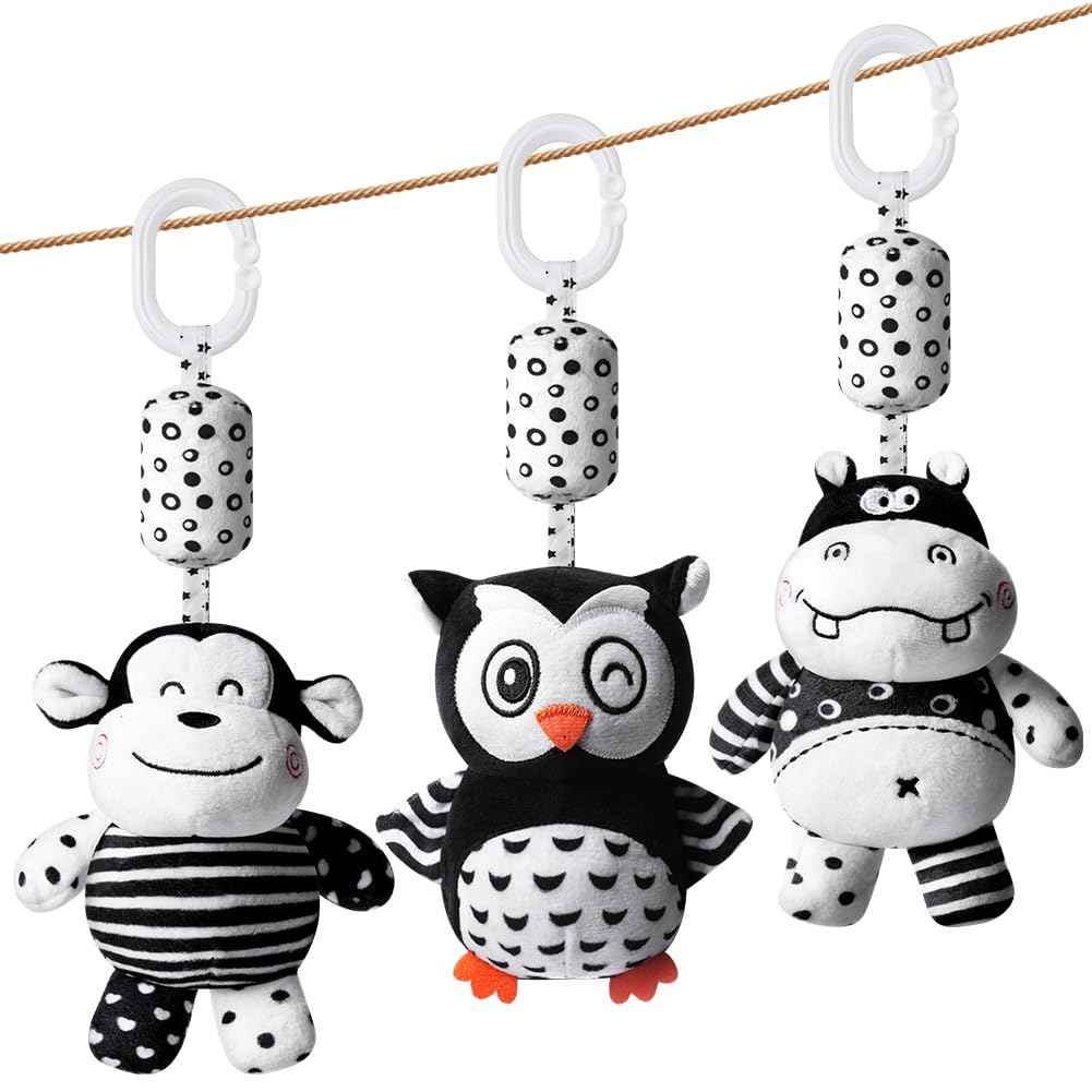 Tololo Baby Pram/ Pushchair, 1pcs Hanging Rattle Toys, Black & White High Contrast Sensory