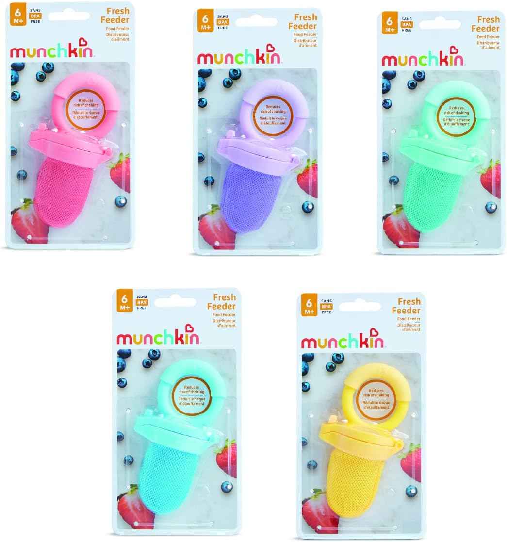 Munchkin Fresh Food Feeder, Fruit Feeder, Pacifier, Teether, Baby Teether, BPA Free Mesh Feeder for Infants, infant/baby, 6 months and above- Assorted