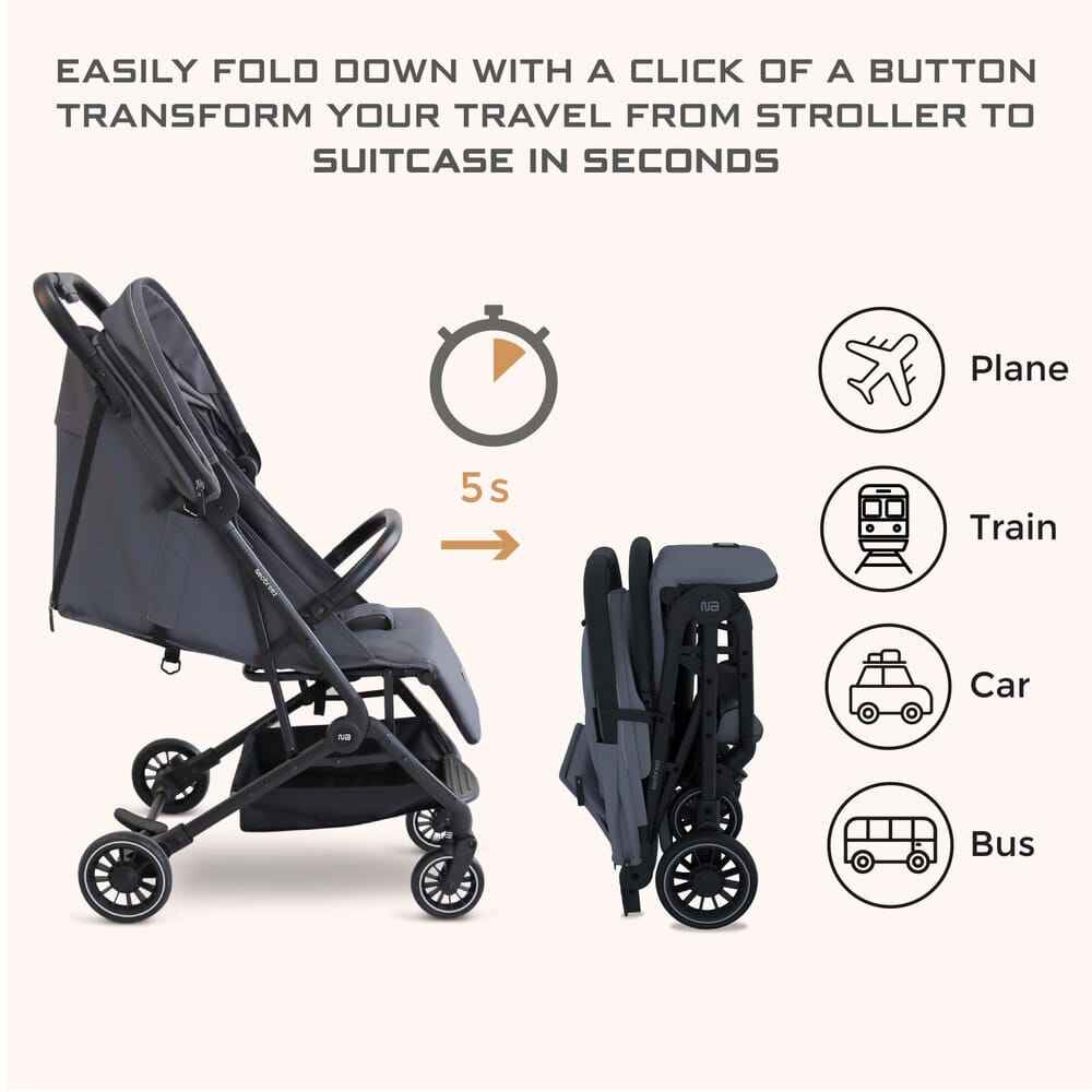 Neobreez LITEX Lightweight Cabin Size Travel Baby Toddler Stroller,Trolley Handle Pushchair,Waterproof UPF 50+Canopy,Gift&String Bag,Phone Holder&Toy Strap,Reflective Sticker,0-3yrs,15kg.
