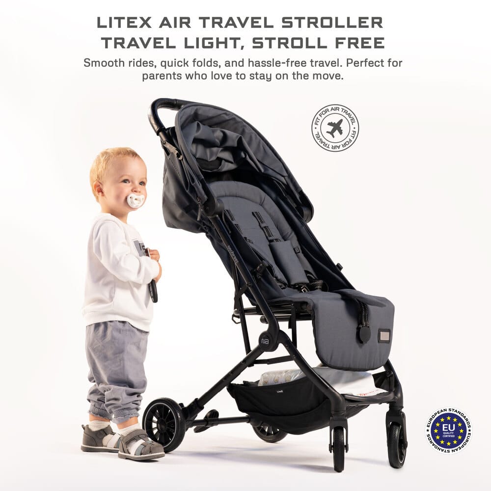 Neobreez LITEX Lightweight Cabin Size Travel Baby Toddler Stroller,Trolley Handle Pushchair,Waterproof UPF 50+Canopy,Gift&String Bag,Phone Holder&Toy Strap,Reflective Sticker,0-3yrs,15kg.