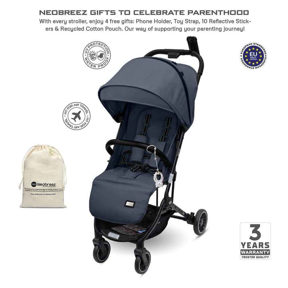 Neobreez LITEX Lightweight Cabin Size Travel Baby Toddler Stroller,Trolley Handle Pushchair,Waterproof UPF 50+Canopy,Gift&String Bag,Phone Holder&Toy Strap,Reflective Sticker,0-3yrs,15kg.