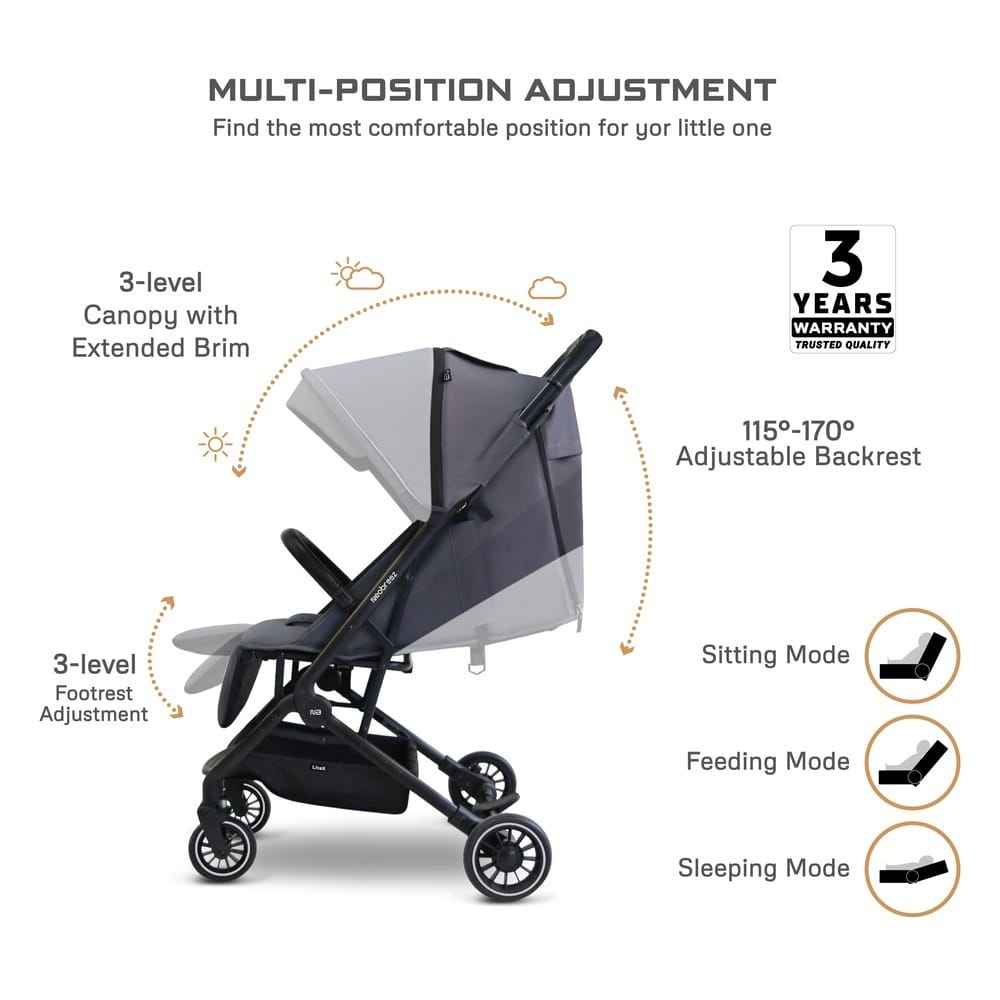Neobreez LITEX Lightweight Cabin Size Travel Baby Toddler Stroller,Trolley Handle Pushchair,Waterproof UPF 50+Canopy,Gift&String Bag,Phone Holder&Toy Strap,Reflective Sticker,0-3yrs,15kg.