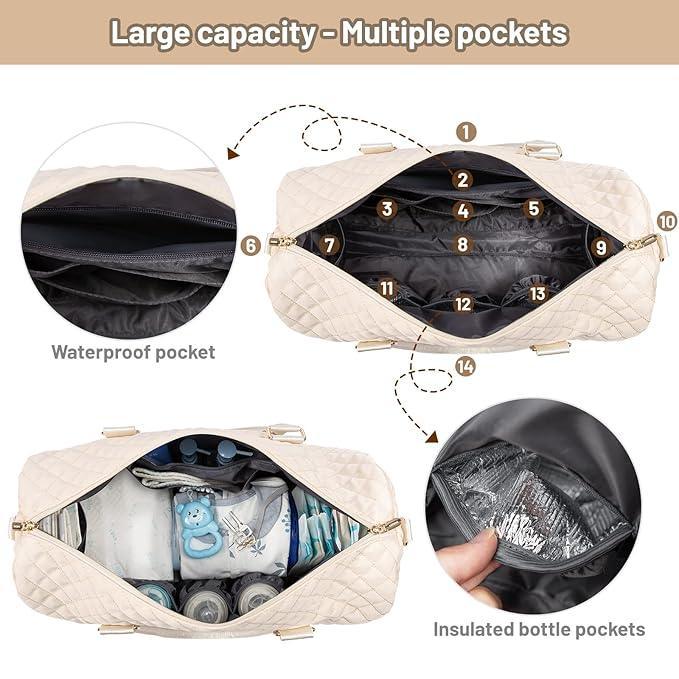 LOVEVOOK Diaper Bag Tote with Pacifier Case and Changing Pad, Large Capacity Mommy Bag for Hospital and Weekender Travel, Functional Baby Bag Newborn Baby Essential, Grey - Adenzo Comfies