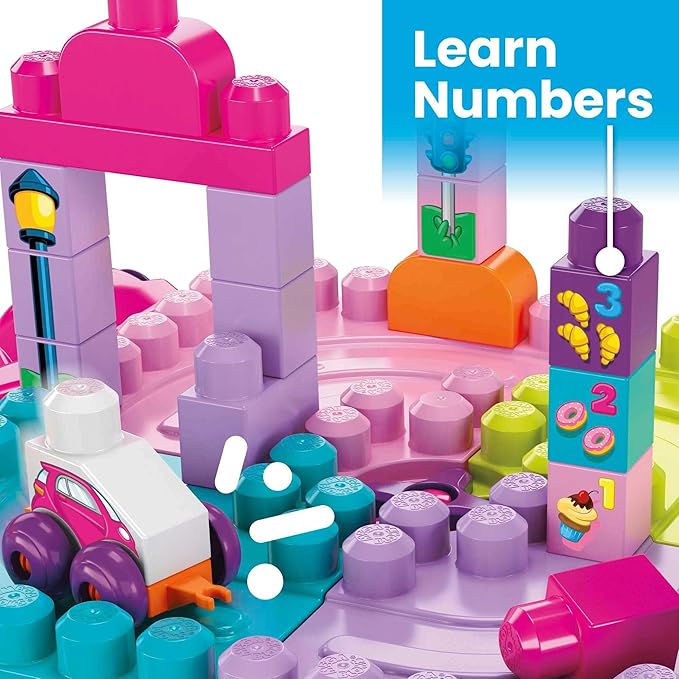 MEGA BLOKS First Builders Toddler Blocks Toy, Build 'n Learn Portable Activity Table with 30 Pieces and Built-In Storage, Kids Ages 1+ Years