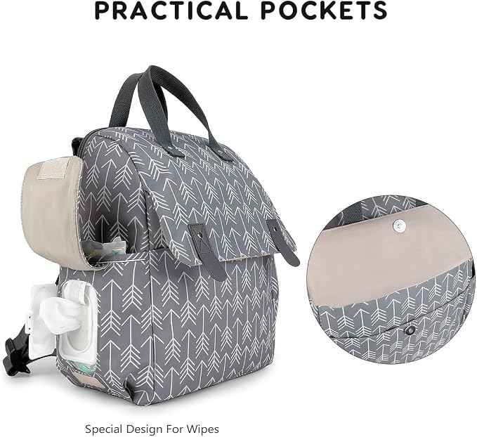 SONARIN Versatile Diaper Bag Backpack Shoulder Tote Bag Nappy Changing Bag Mummy Bag with Changing Pad & Insulated Bottle Bag