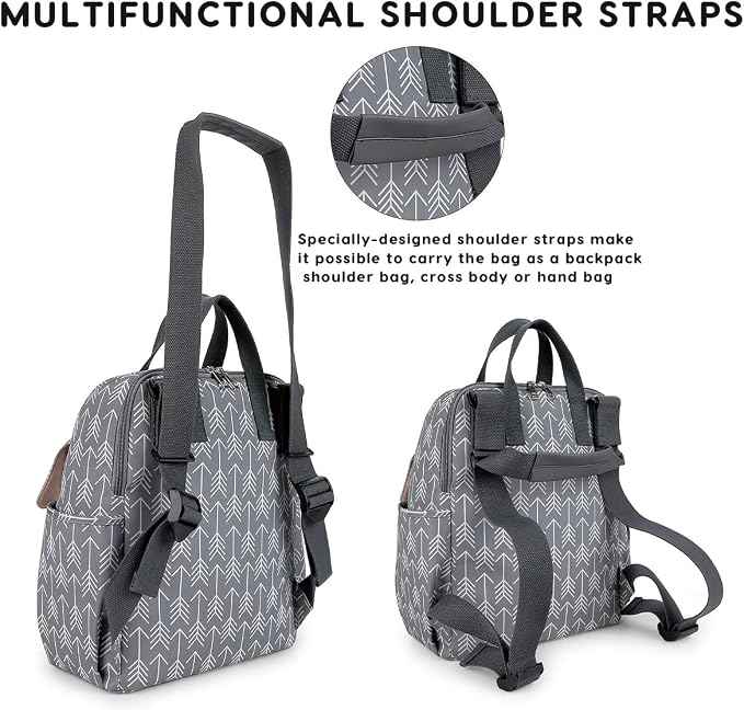 SONARIN Versatile Diaper Bag Backpack Shoulder Tote Bag Nappy Changing Bag Mummy Bag with Changing Pad & Insulated Bottle Bag