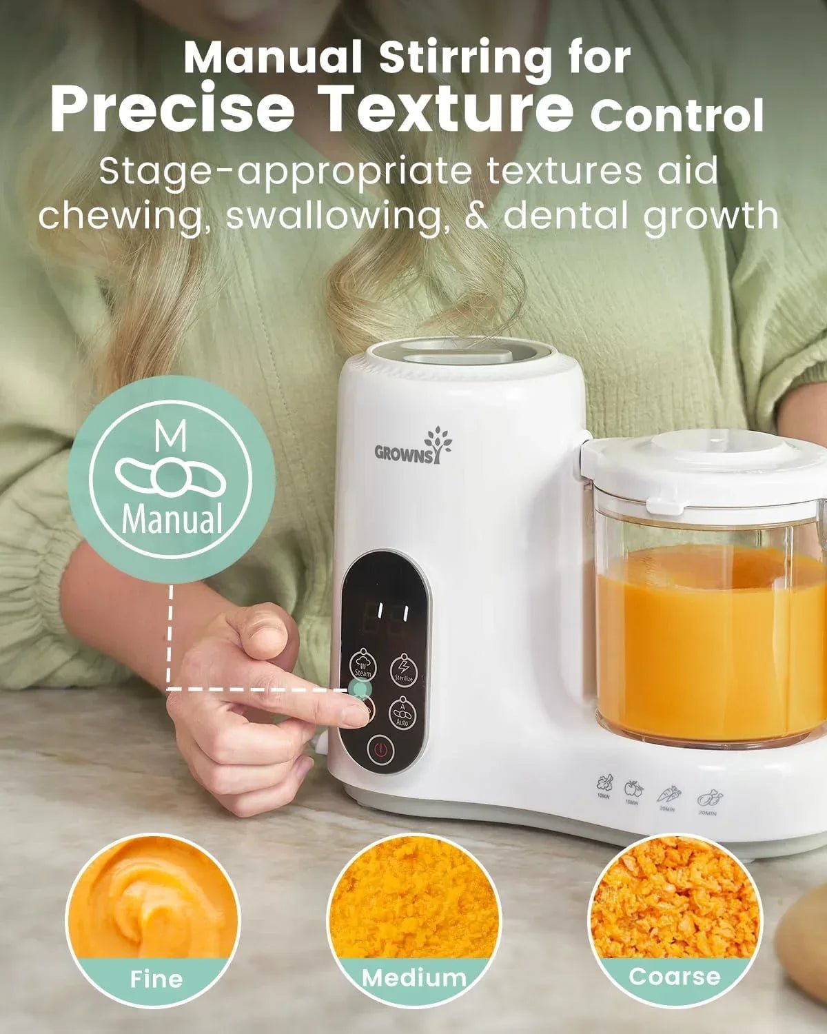 Grownsy Baby Food Maker with Steam Basket, One Step Baby Food Processor Steamer Puree Blender Grinder Mills Machine, Auto Cooking Grinding and Sterilizing for Healthy Homemade Baby Food, BPA - Free - Adenzo Comfies