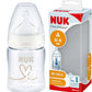 NUK First Choice+ Baby Bottle, 0 - 6 Months, Temperature Control, Silicone Teat, Anti - Colic Valve, BPA - Free, 150 ml - Adenzo Comfies