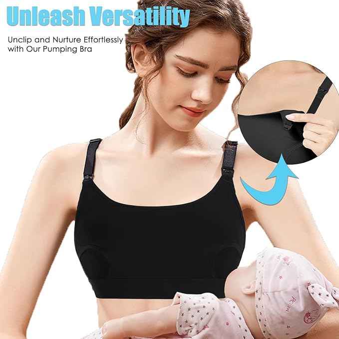 Hands Free Pumping Bra Hands Free Breast Pumping Bra Nursing Bras for Pumping Adjustable Breast Pumps Holding and Holding Nursing Bra-  Medium .