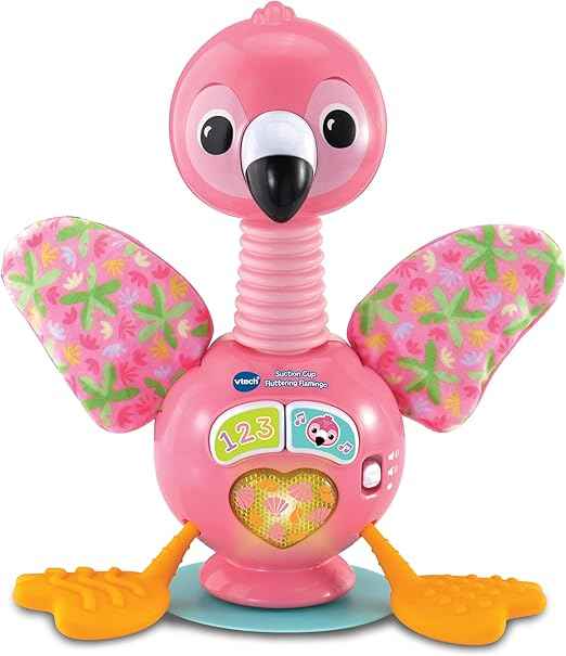 VTech Baby Suction Cup Fluttering Flamingo, Baby Sensory Toy with Colours, Numbers & Music, Suction Cup Base, Gift for Ages 6, 9, 12 Months+, English Version - Adenzo Comfies
