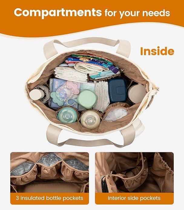LOVEVOOK Diaper Bag Tote Large Baby Bag for Mom Hostipal and Travel Diaper Tote for Baby Boy with Pacifier Case Changing Pad - Adenzo Comfies