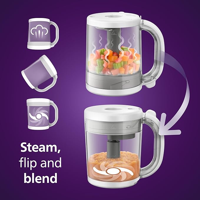 Philips Avent Premium 4 - in - 1 Steamer Blender, Baby Food Maker, Steam, Blend, Defrost, Reheat, Dishwasher Safe, Model SCF883/02 - Adenzo Comfies